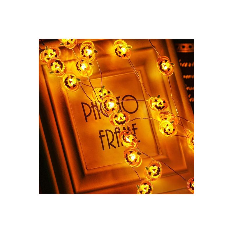Casa si Gradina - Decoratiuni - Decoratiuni de sezon - Lumini cu fir dovleac de Halloween - 2 m - 20 LED - functioneaza cu baterii - decor pentru interior si exterior - Infinity.ro