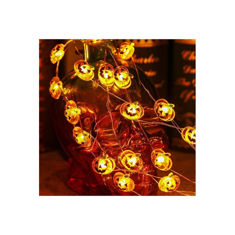 Casa si Gradina - Decoratiuni - Decoratiuni de sezon - Lumini cu fir dovleac de Halloween - 2 m - 20 LED - functioneaza cu baterii - decor pentru interior si exterior - Infinity.ro