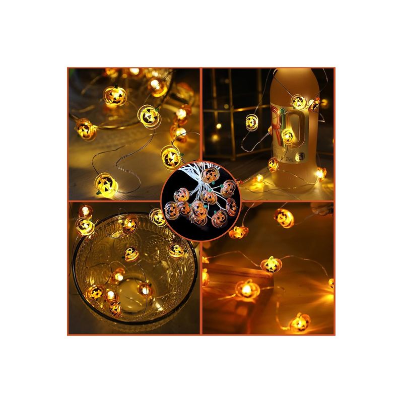 Casa si Gradina - Decoratiuni - Decoratiuni de sezon - Lumini cu fir dovleac de Halloween - 2 m - 20 LED - functioneaza cu baterii - decor pentru interior si exterior - Infinity.ro