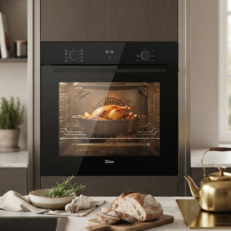 Electronice si Electrocasnice - Aragazuri, cuptoare si hote - Cuptoare - Cuptoare incorporabile - Cuptor electric incorporabil Zilan ZLN6422, 73 L, 8 functii, ventilare Turbo, grill, afisaj LED, negru - Infinity.ro