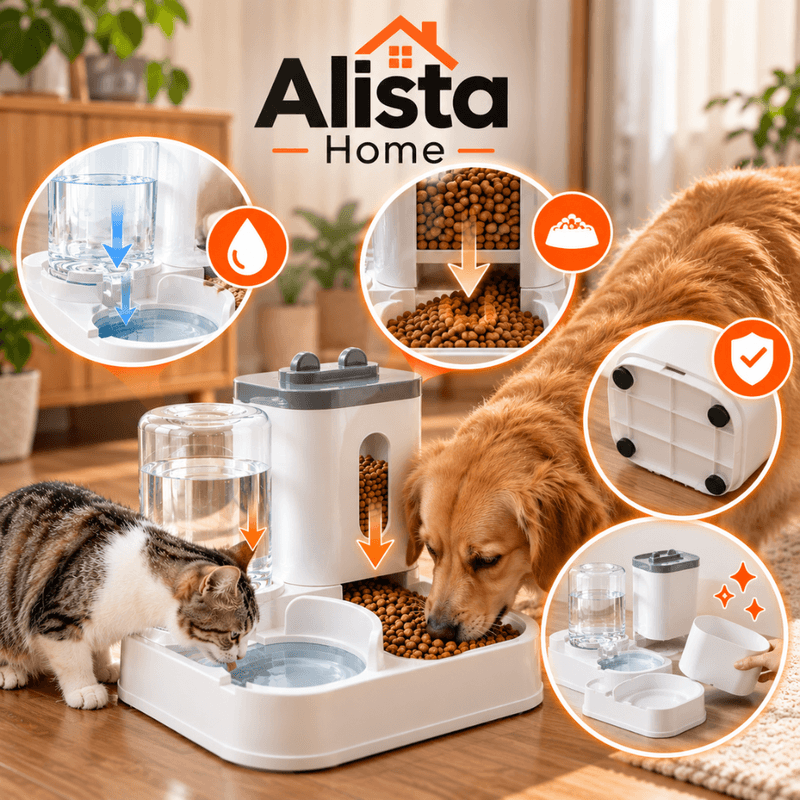 Casa si Gradina - Gradinarit si plante - Produse zootehnice - Adapatoare animale - Hranitor automat caini si pisici cu dozator apa 1000 ml si mancare 2300 ml, gravitational - Infinity.ro