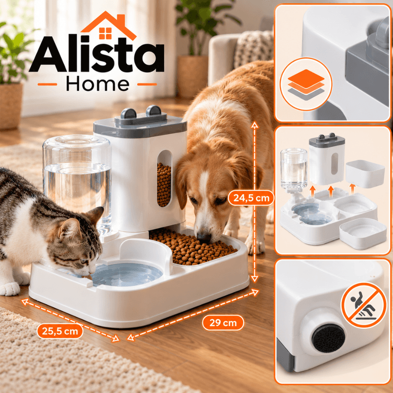 Casa si Gradina - Gradinarit si plante - Produse zootehnice - Adapatoare animale - Hranitor automat caini si pisici cu dozator apa 1000 ml si mancare 2300 ml, gravitational - Infinity.ro