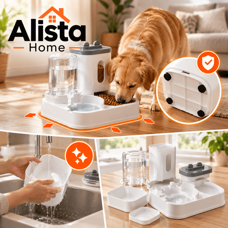 Casa si Gradina - Gradinarit si plante - Produse zootehnice - Adapatoare animale - Hranitor automat caini si pisici cu dozator apa 1000 ml si mancare 2300 ml, gravitational - Infinity.ro