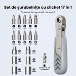Casa si Gradina - Constructii - Scule de mana si unelte - Surubelnite - Set Surubelnite Precizie Magnetice AXTH 17 in 1, 16 Biti din Otel, 90 Grade, Maner Ergonomic, Proiecte DIY, Gri - Infinity.ro