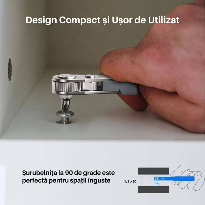 Casa si Gradina - Constructii - Scule de mana si unelte - Surubelnite - Set Surubelnite Precizie Magnetice AXTH 17 in 1, 16 Biti din Otel, 90 Grade, Maner Ergonomic, Proiecte DIY, Gri - Infinity.ro