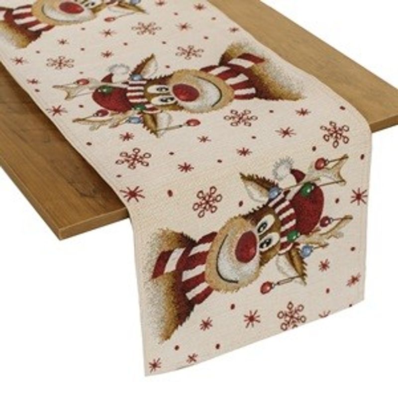 Casa si Gradina - Textile si covoare - Textile bucatarie - Fete de masa - Runner Decorativ de Craciun Tapestry cu Model Reni - Infinity.ro