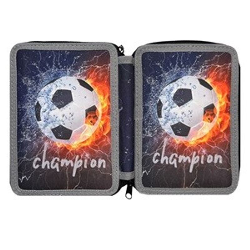 Carti si Birotica - Rechizite - Penare - Penar dublu cu minge de fotbal, Negru, 15x4x20cm - Infinity.ro