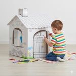Casa si Gradina - Gradina si terasa - Casute de gradina - Casuta 3D din carton pentru colorat, cu 5 markere si decoratiuni, 53x43x69cm - Infinity.ro
