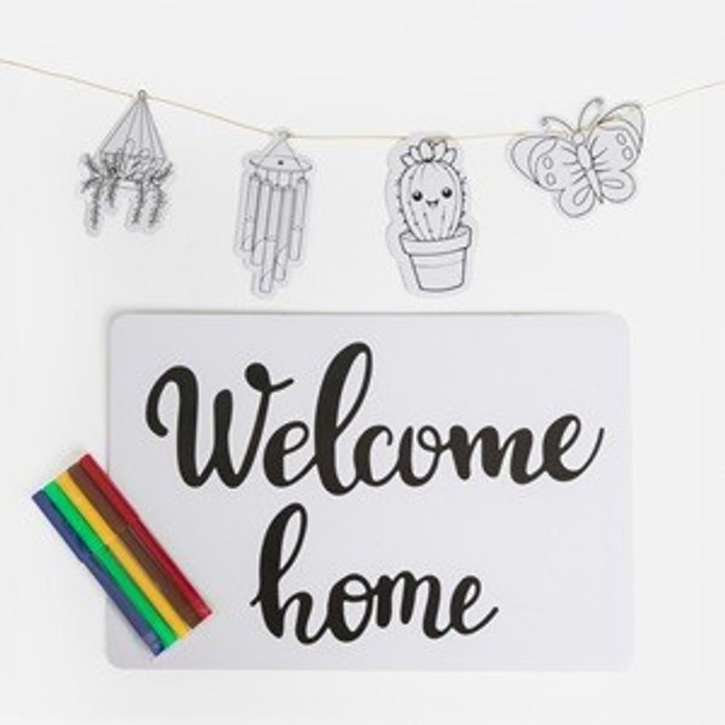 Casa si Gradina - Gradina si terasa - Casute de gradina - Casuta 3D din carton pentru colorat, cu 5 markere si decoratiuni, 53x43x69cm - Infinity.ro