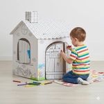 Casa si Gradina - Gradina si terasa - Casute de gradina - Casuta 3D din carton pentru colorat, cu 5 markere si decoratiuni, 53x43x69cm - Infinity.ro