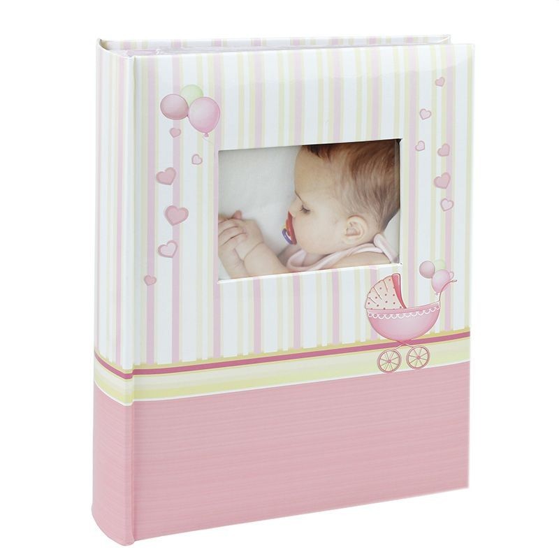 Market - Cadouri - Rame si albume foto - Album foto baby chart book, personalizabil, 300 fotografii, 10x15 cm, spatiu notite, pagini cartonate culoare roz - Infinity.ro