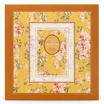 Market - Cadouri - Rame si albume foto - Album foto premium cu cutie, 500 poze 10x15 cm, 50 file, coperta carton gros, model floral vintage, 34x32x6 cm culoare galben - Infinity.ro