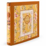 Market - Cadouri - Rame si albume foto - Album foto premium cu cutie, 500 poze 10x15 cm, 50 file, coperta carton gros, model floral vintage, 34x32x6 cm culoare galben - Infinity.ro