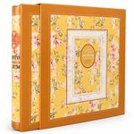 Market - Cadouri - Rame si albume foto - Album foto premium cu cutie, 500 poze 10x15 cm, 50 file, coperta carton gros, model floral vintage, 34x32x6 cm culoare galben - Infinity.ro