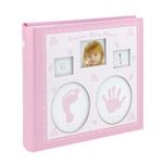 Market - Cadouri - Rame si albume foto - Album foto baby personalizabil, 200 poze, 10x15, amprente bebelus, cutie culoare roz - Infinity.ro