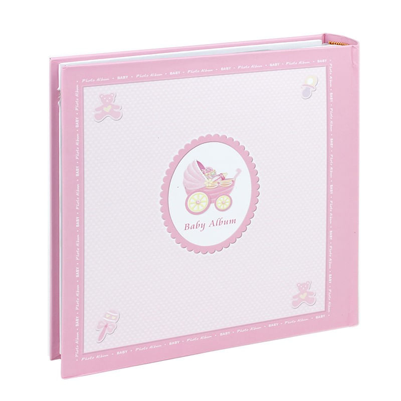 Market - Cadouri - Rame si albume foto - Album foto baby personalizabil, 200 poze, 10x15, amprente bebelus, cutie culoare roz - Infinity.ro