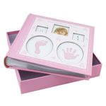 Market - Cadouri - Rame si albume foto - Album foto baby personalizabil, 200 poze, 10x15, amprente bebelus, cutie culoare roz - Infinity.ro