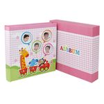Market - Cadouri - Rame si albume foto - Album foto baby train personalizabil 50 file tip carte 200 poze format 10x15 culoare roz - Infinity.ro