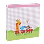 Market - Cadouri - Rame si albume foto - Album foto baby train personalizabil 50 file tip carte 200 poze format 10x15 culoare roz - Infinity.ro