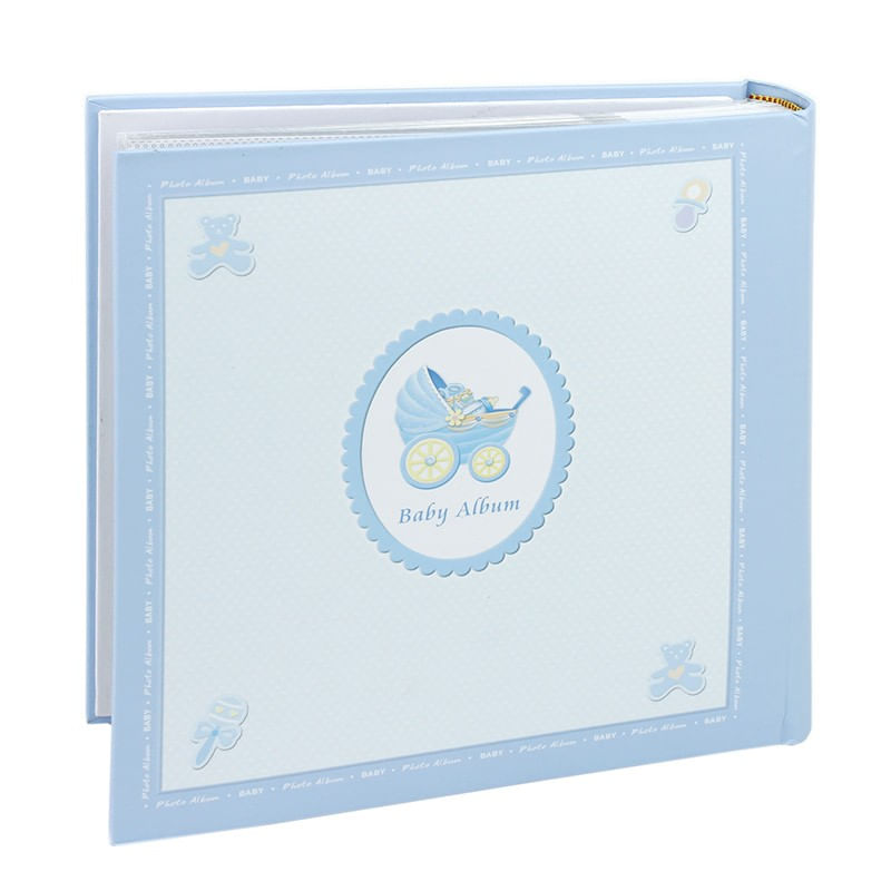 Market - Cadouri - Rame si albume foto - Album foto baby personalizabil, 200 poze, 10x15, amprente bebelus, cutie culoare albastru - Infinity.ro