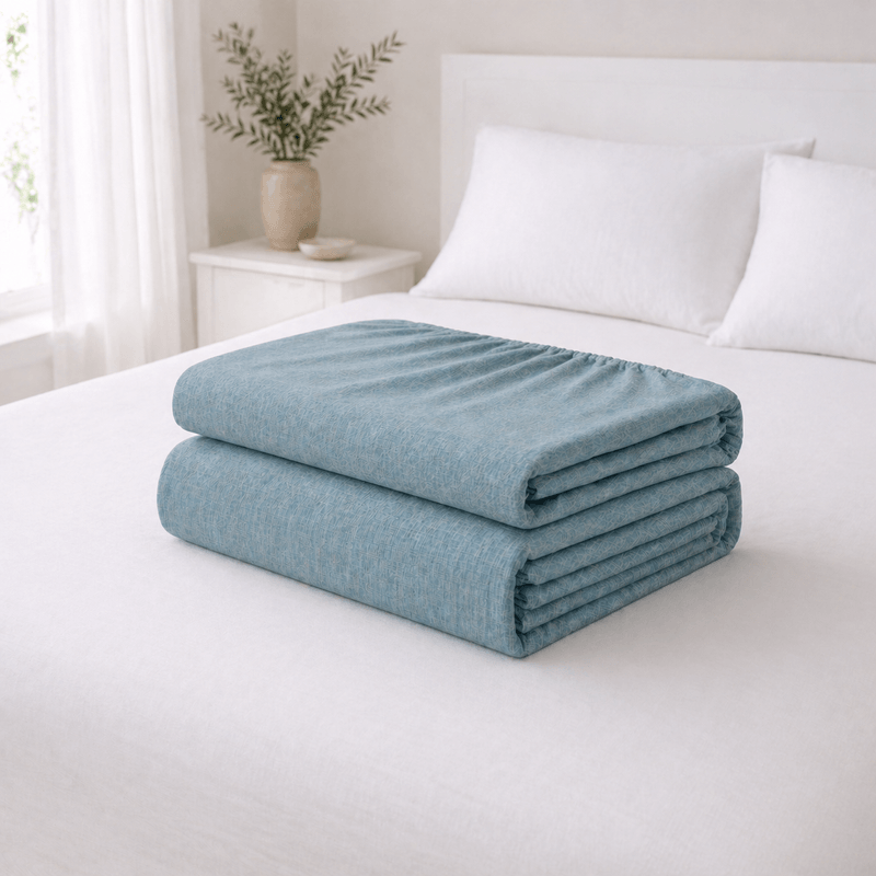 Casa si Gradina - Textile si covoare - Lenjerii de pat - Cearceafuri de pat - Husa pat cu elastic Kotonia Home - Ranforce La-viva color uni, 180x200+20 cm, albastru denim - Infinity.ro