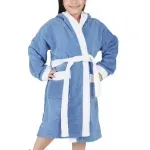 Jucarii, Copii si Bebe - Igiena si ingrijire - Baia bebelusului - Prosoape si halate de baie copii - Halat de baie cu gluga pentru copii Kotonia Home - 100% bumbac, tesatura prosop catifea, varsta 5-6 ani, albastru - Infinity.ro
