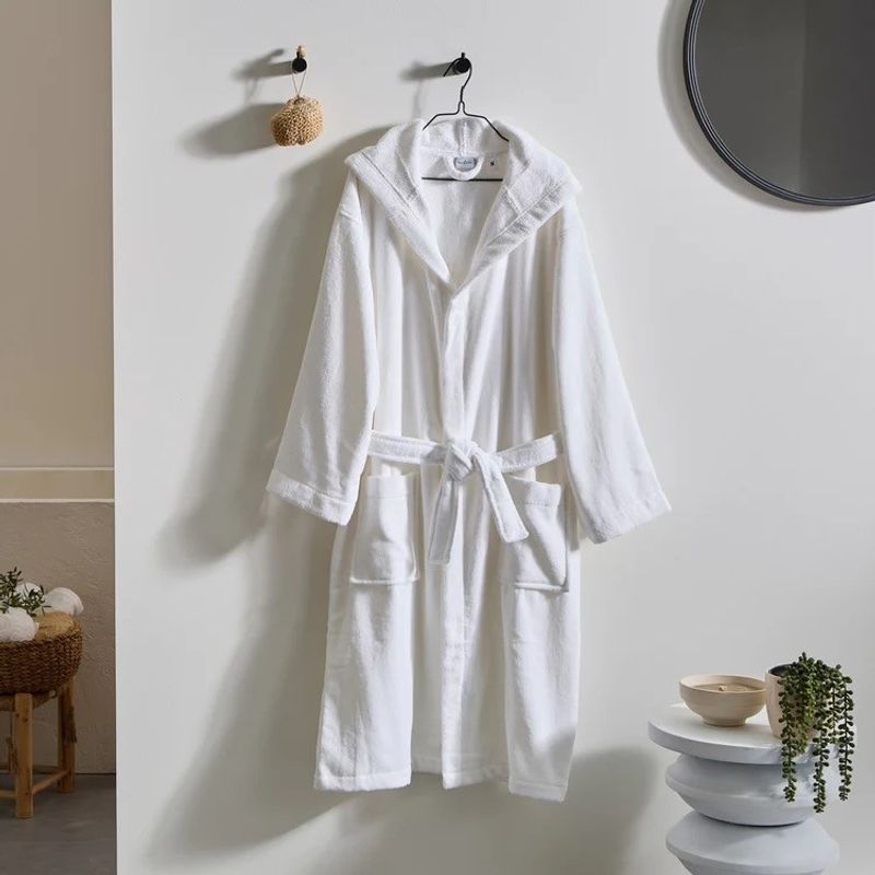 Casa si Gradina - Textile si covoare - Textile baie - Halate de baie - Halat de baie cu gluga, unisex, Kotonia Home Hotel- prosop, 100% bumbac, L/XL, alb, - Infinity.ro