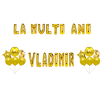 Casa si Gradina - Decoratiuni - Decoratiuni petrecere - Baloane - Set Baloane La multi ani Vladimir, Cake topper, Auriu, 35Buc - Infinity.ro