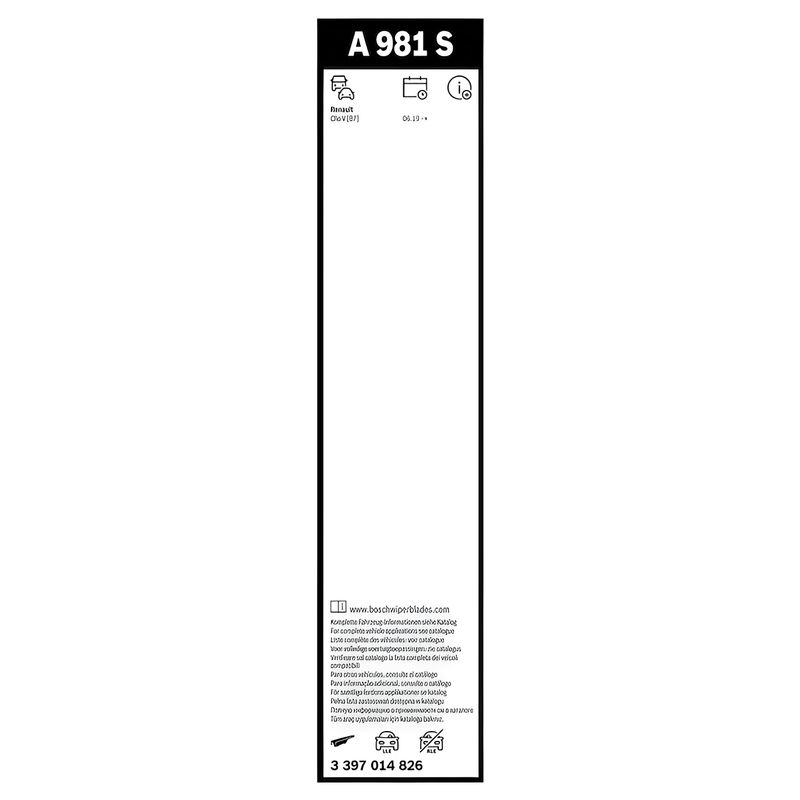 Auto si Moto - Intretinere auto - Stergatoare - Set stergatoare auto RENAULT CLIO V (B7_) 2019-2022, pentru parbriz, 2 bucati, Bosch Aerotwin A981S - Infinity.ro