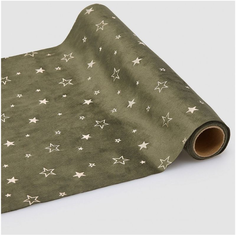 Casa si Gradina - Textile si covoare - Textile bucatarie - Fete de masa - Decoratiune masa de Craciun traversa cu stelute, 35x200 cm, verde - Infinity.ro