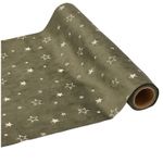 Casa si Gradina - Textile si covoare - Textile bucatarie - Fete de masa - Decoratiune masa de Craciun traversa cu stelute, 35x200 cm, verde - Infinity.ro
