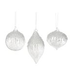 Casa si Gradina - Decoratiuni - Decoratiuni de sezon - Set 3 globuri brad Craciun Winter Ice, 8 cm, transparent - Infinity.ro