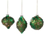 Casa si Gradina - Decoratiuni - Decoratiuni de sezon - Set 3 globuri brad Craciun Royal Smarald, 11 cm, verde - Infinity.ro
