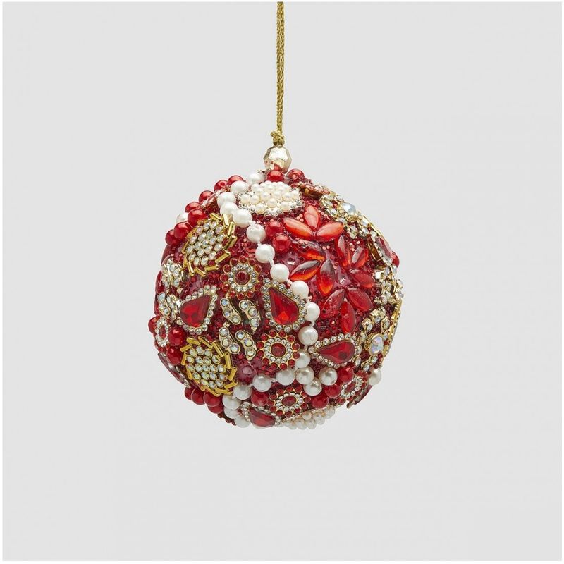 Casa si Gradina - Decoratiuni - Decoratiuni de sezon - Glob brad Craciun Thousand Pearls, 8 cm, rosu - Infinity.ro