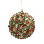 Casa si Gradina - Decoratiuni - Decoratiuni de sezon - Glob brad Craciun cu perle si paiete, 12 cm, verde - Infinity.ro