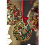 Casa si Gradina - Decoratiuni - Decoratiuni de sezon - Glob brad Craciun cu perle si paiete, 12 cm, verde - Infinity.ro