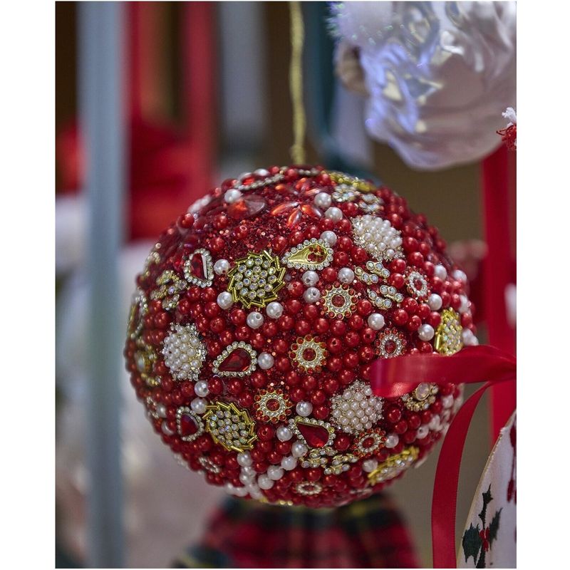 Casa si Gradina - Decoratiuni - Decoratiuni de sezon - Glob brad Craciun Thousand Pearls, 8 cm, rosu - Infinity.ro