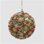 Casa si Gradina - Decoratiuni - Decoratiuni de sezon - Glob brad Craciun cu perle si paiete, 12 cm, verde - Infinity.ro