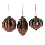 Casa si Gradina - Decoratiuni - Decoratiuni de sezon - Set 3 globuri brad Craciun Ruby Sparkle, 8 cm, rosu - Infinity.ro