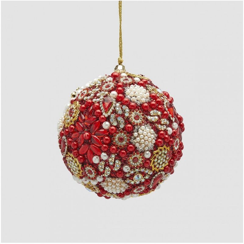 Casa si Gradina - Decoratiuni - Decoratiuni de sezon - Glob brad Craciun Thousand Pearls, 10 cm, rosu - Infinity.ro
