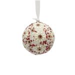 Casa si Gradina - Decoratiuni - Decoratiuni de sezon - Glob brad Craciun cu flori si margele, 7.5 cm, alb - Infinity.ro