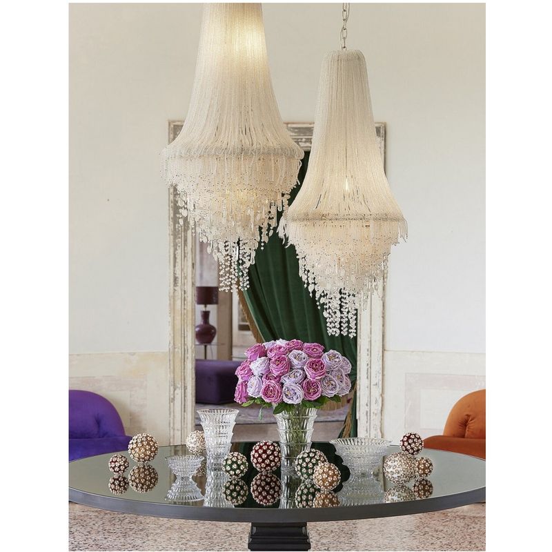 Casa si Gradina - Decoratiuni - Decoratiuni de sezon - Glob brad Craciun Elizabeth cu perle, 12 cm, alb - Infinity.ro