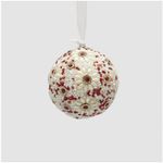 Casa si Gradina - Decoratiuni - Decoratiuni de sezon - Glob brad Craciun cu flori si margele, 7.5 cm, alb - Infinity.ro