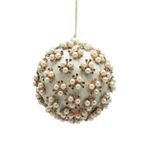 Casa si Gradina - Decoratiuni - Decoratiuni de sezon - Glob brad Craciun Elizabeth cu perle, 10 cm, alb - Infinity.ro