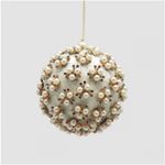 Casa si Gradina - Decoratiuni - Decoratiuni de sezon - Glob brad Craciun Elizabeth cu perle, 10 cm, alb - Infinity.ro