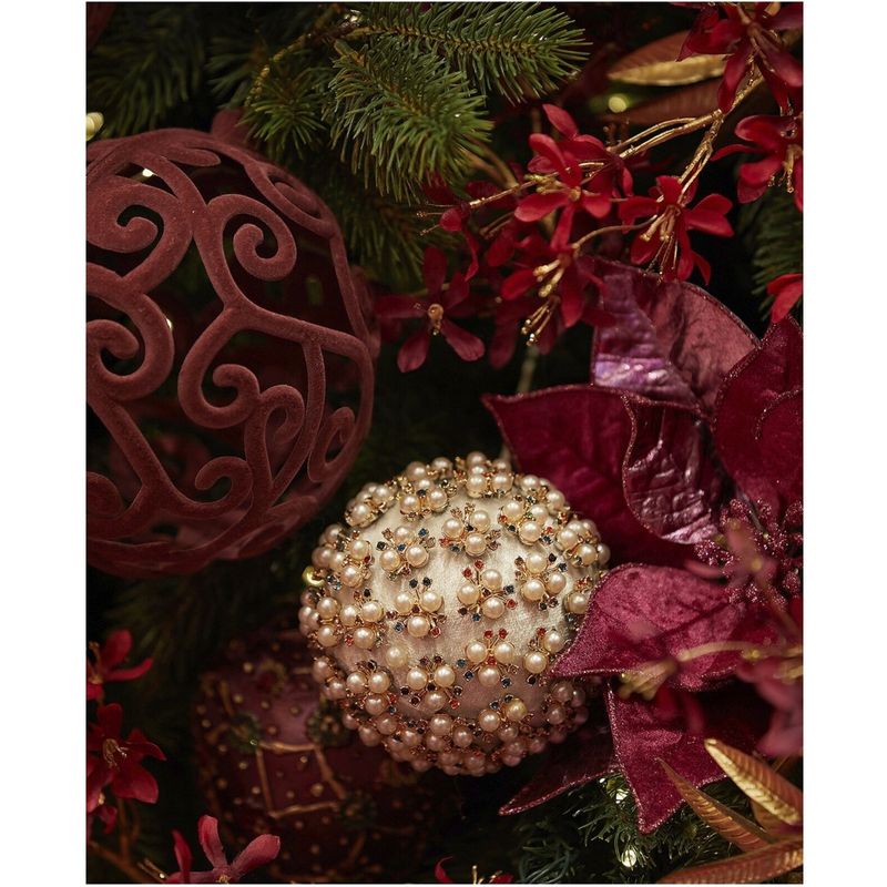 Casa si Gradina - Decoratiuni - Decoratiuni de sezon - Glob brad Craciun Elizabeth cu perle, 10 cm, alb - Infinity.ro