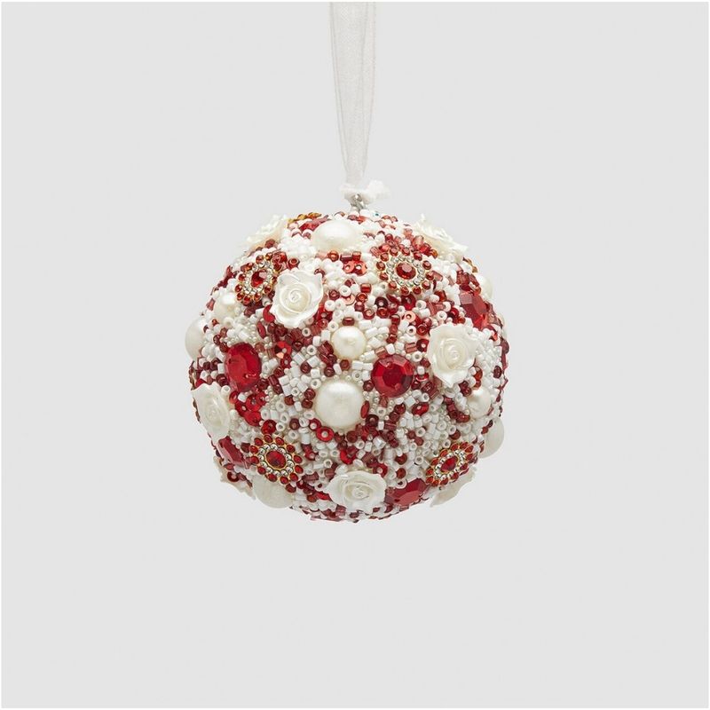 Casa si Gradina - Decoratiuni - Decoratiuni de sezon - Glob brad Craciun Thousand Pearls, 7.5 cm, alb - Infinity.ro
