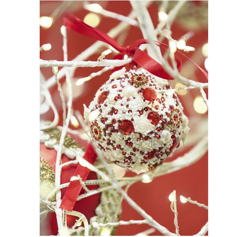 Casa si Gradina - Decoratiuni - Decoratiuni de sezon - Glob brad Craciun Thousand Pearls, 7.5 cm, alb - Infinity.ro