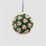 Casa si Gradina - Decoratiuni - Decoratiuni de sezon - Glob brad Craciun Elizabeth cu perle, 8 cm, verde - Infinity.ro
