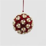 Casa si Gradina - Decoratiuni - Decoratiuni de sezon - Glob brad Craciun Elizabeth cu perle, 8 cm, rosu - Infinity.ro